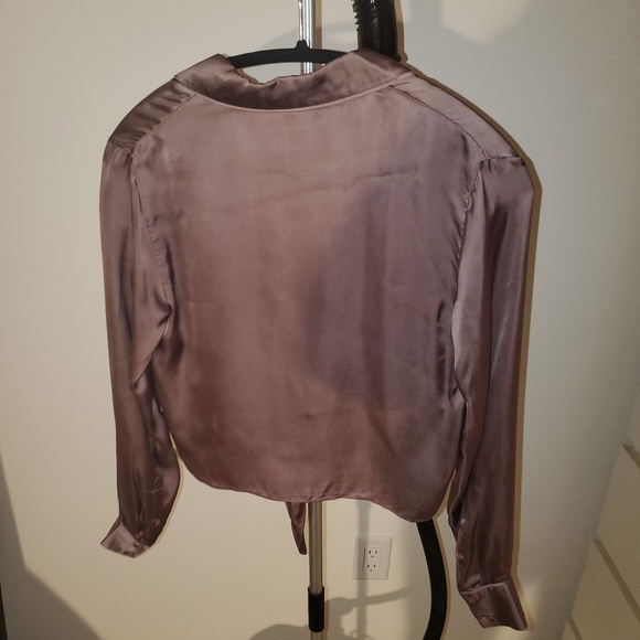 Aritzia Wilfred Tie-Front Blouse Dusty Mauve - Picture 3 of 5